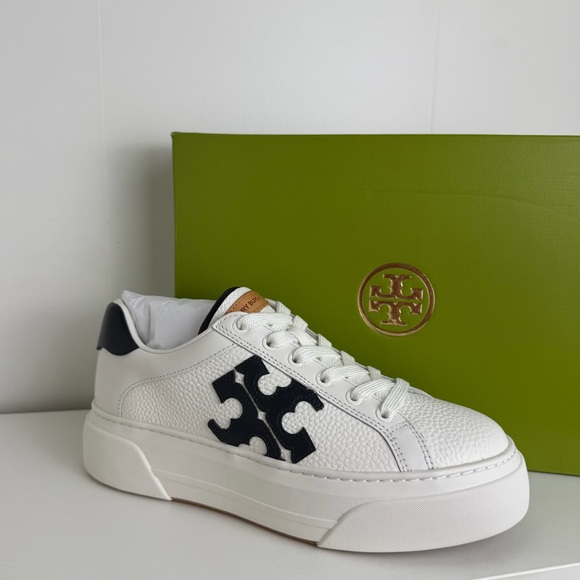 Tory Burch Shoes - Tory Burch White and Navy Leather Sneakers